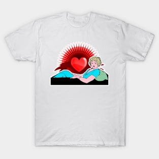 Romantic lying girl with passion heart T-Shirt